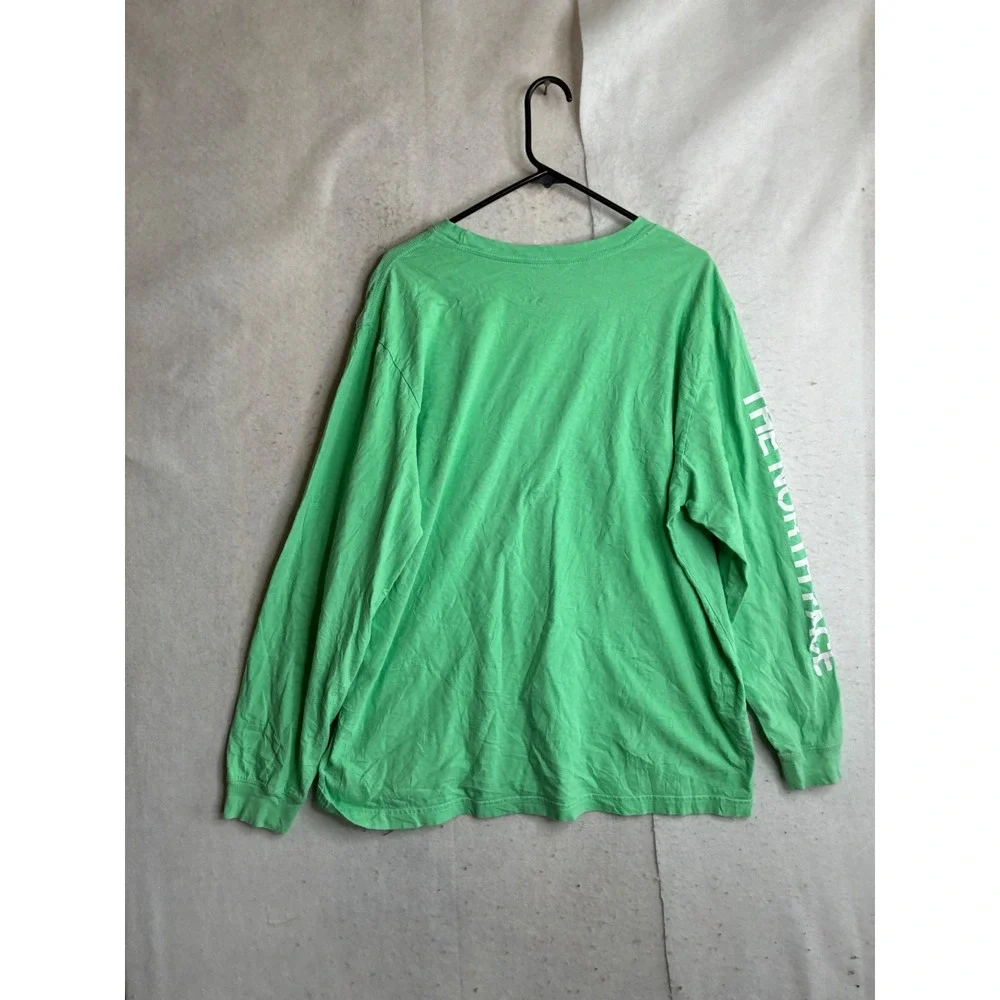 The North Face Mens XXL Green Long Sleeve Graphic Logo T-Shirt 100% Cotton